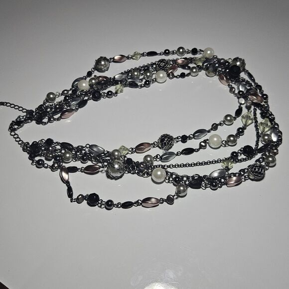 **Sale** Lia Sophia "Katie" Hematite Freshwater Pearl Multi-Strand Neck 22-25" - Picture 12 of 13
